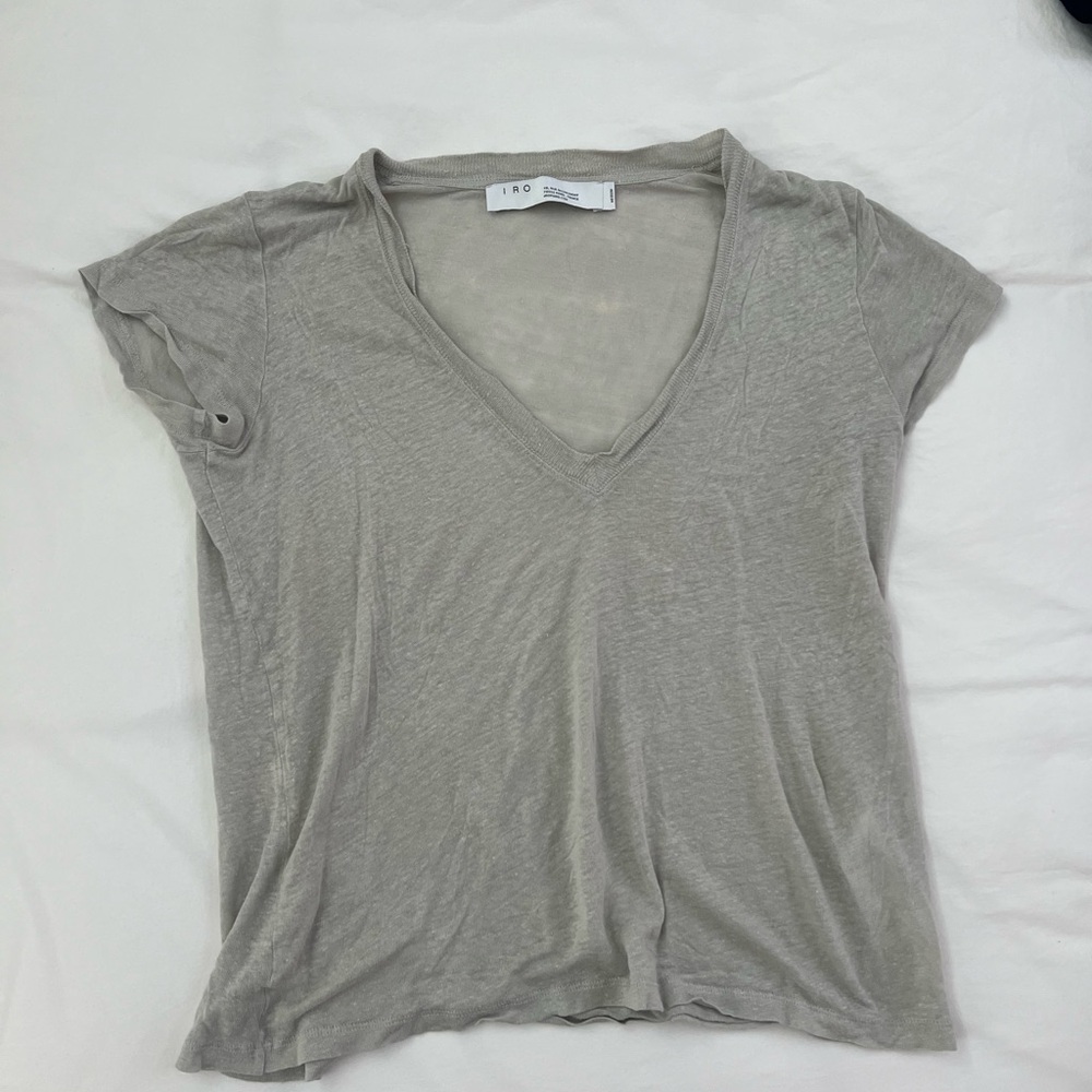 IRO Women's Light Gray V-Neck Tee